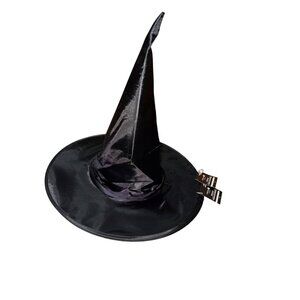 Black Halloween Witch Hat Celebrate It Adult Accessory Satin Fabric Costume Prop